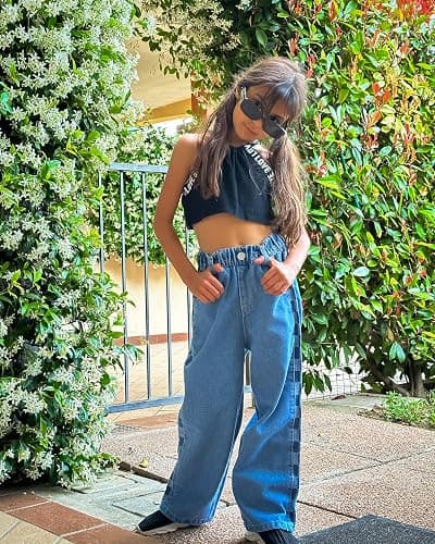 Rolanko Girls Jeans Denim Elastic Wasit Wide Leg Baggy Pants Kids Clothes 4-14 Years thumbnail 2
