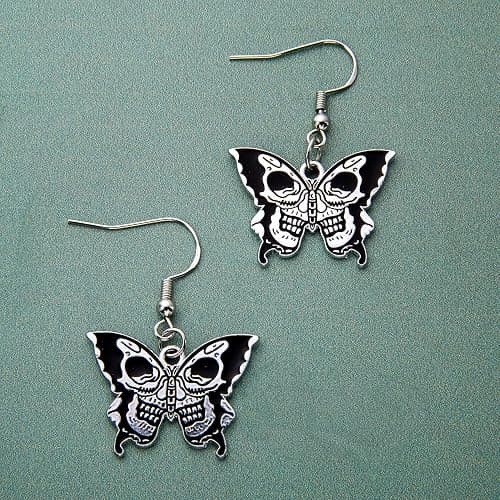 Anjulery 24Pcs Silver-Tone Skull Butterfly Enamel Charms Set, Gothic Metal Pendants for DIY Jewelry Making, Halloween Craft Supplies thumbnail 4