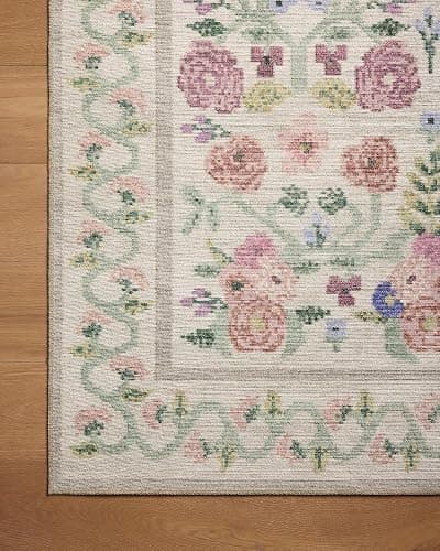 Loloi Rifle Paper Co. Rosa Collection RSA-01 Ivory 5'-0" x 7'-6" Area Rug thumbnail 7