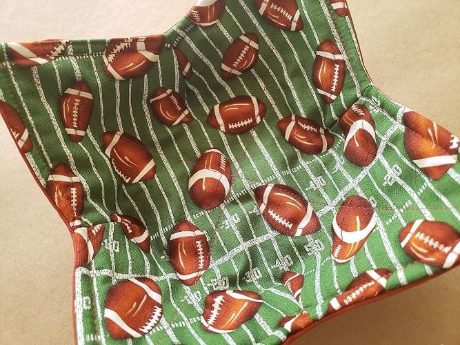Football Microwave Bowl Cozy Stadium Field Reversible Microwave Potholder Football Bowl Holder Sports Kitchen Linens PE Teacher Coach Tailgate Handmade Gifts Under 10 thumbnail 2