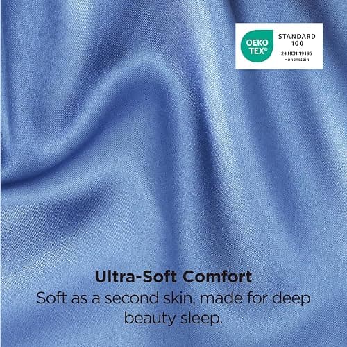 Bedsure Satin Pillowcase 2 Pack Similar to Silk Pillow Cases Standard Size, Pillow Case for Sleeping Women with Envelope Closure, Gifts for Women Men, Sky Blue, 20x26 Inches, 2pcs thumbnail 6