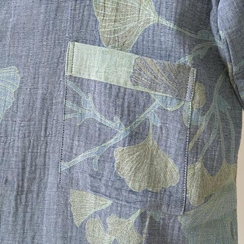 Purefair 100% Cotton Gauze Ginkgo Leaf Kimono Robe, Long Knit Loose Bathrobe Nightgown Ladies Loungewear Sleepwear for Women thumbnail 5
