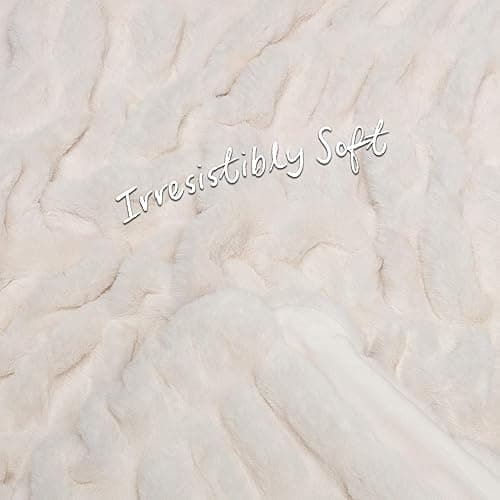 Chanasya Premium Ruched Faux Fur Throw Blanket - Luxurious, Soft Reversible Mink Blanket - 50" x 65” - Cloud - 50x65 Inches - A(cloud) thumbnail 7