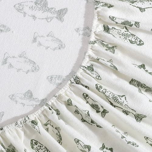 Eddie Bauer - Flannel Sheets Full Size, Anti-Pilling & Wrinkle Resistant Cotton, Touchably Soft for All-Season Comfort - Bed Sheets with Matching Pillowcases & Fitted Sheet (School of Fish Green) thumbnail 6