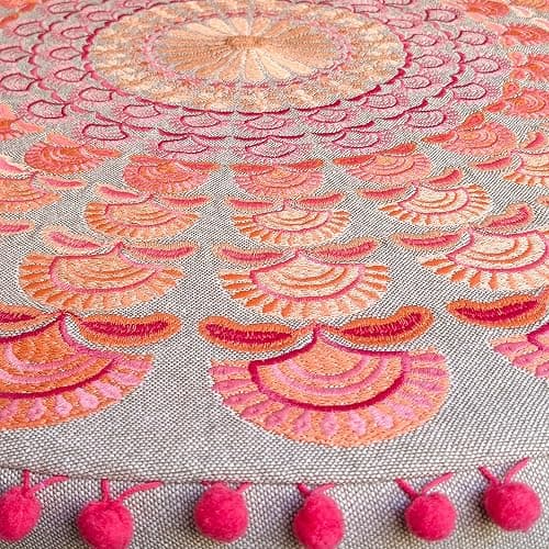 Mandala Life ART Large Boho Pouf Cushion Cover Pink Round Floor Pillow Luxury Kids Room Décor Cotton Pouf Ottoman Cushion for Meditation Yoga and Boho Chic Seating Area Stool Cotton 24x8 Unstuffed thumbnail 5