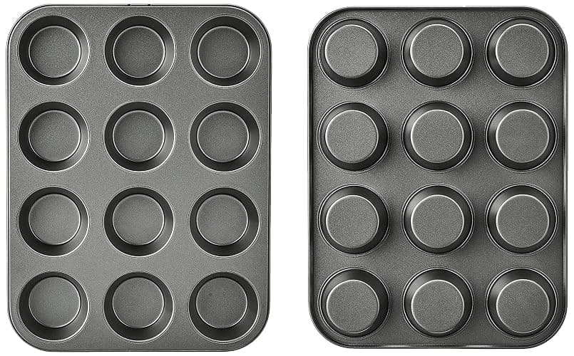 Amazon Basics Nonstick Round Muffin Baking Pan, 12 Cups, Set of 2, Gray, 13.9x10.55x1.22" thumbnail 5