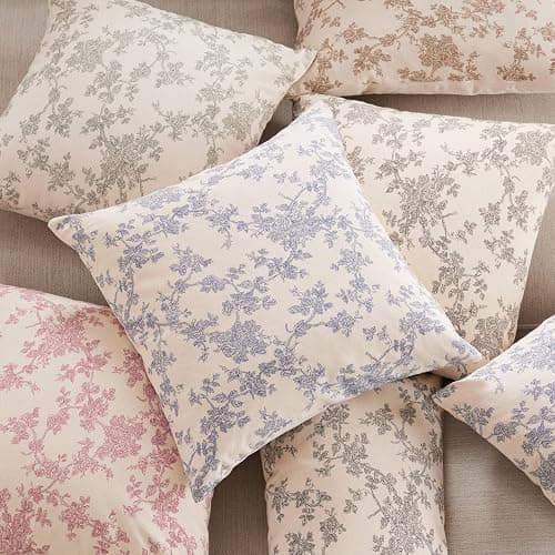 YZJZEDS 100% Cotton French Pastoral Throw Pillow Covers Set of 2, 18x18 Inch Green Farmhouse Decorative Cushion Covers for Sofa Bed Living Room Home Decor thumbnail 5