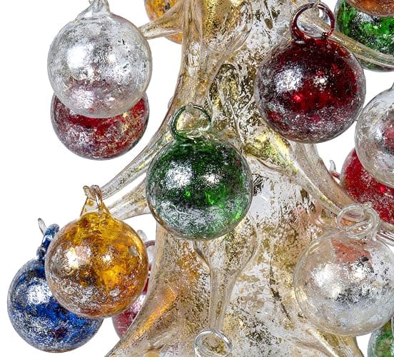 Red Co. 19.5" Oro Multicolore Vintage Inspired Mini Glass Christmas Tree with 26 Removable Ornaments, BUON Natale Series thumbnail 2