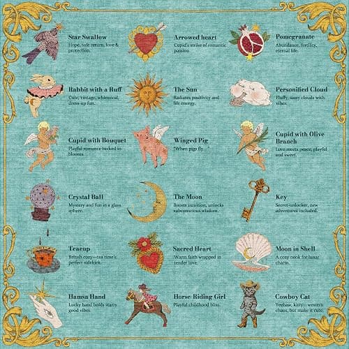 Kokia 8x10 Celestial Sun Moon Unique Fresh Turquoise Soft Washable Area Rug | Low Pile Non-Slip Carpet with Vintage Whimsical Boho Decorative Pattern; Cottagecore Style for Living Rooms or Large Bedrooms thumbnail 4