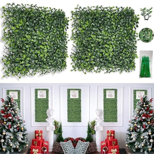 Bybeton Artificial Boxwood Grass Wall Panels - 10"x 10" (10Pcs) Faux Green Panels for Interior Backdrop - Garden - Indoor Outdoor Plants Decor thumbnail 9
