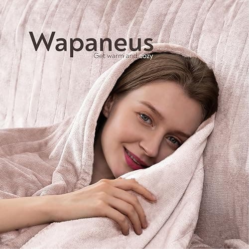 Wapaneus Foot Pocket Heated Blanket Electric Throw with 10 Heating Levels and 4 Timer Settings 4 Hours Auto Shut Off, Flannel Fast-Heating Heated Throw 50" x 60", Machine Washable, Pink thumbnail 2