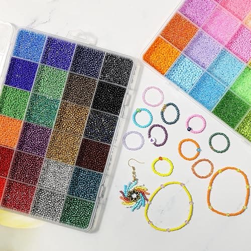 Bala&Fillic Taille 2mm 12/0 Fabrication de Bijoux de Perles de Rocaille, 48 Couleurs 38000pcs Petites Perles de Verre pour la Fabrication de Bracelets Colliers thumbnail 3
