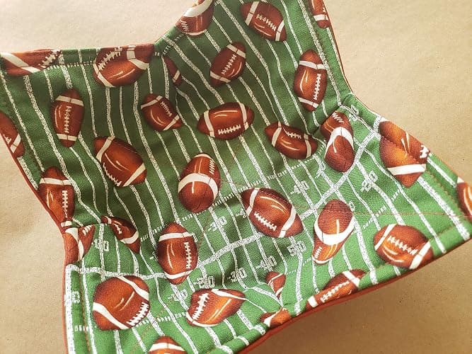 Football Microwave Bowl Cozy Stadium Field Reversible Microwave Potholder Football Bowl Holder Sports Kitchen Linens PE Teacher Coach Tailgate Handmade Gifts Under 10 thumbnail 4