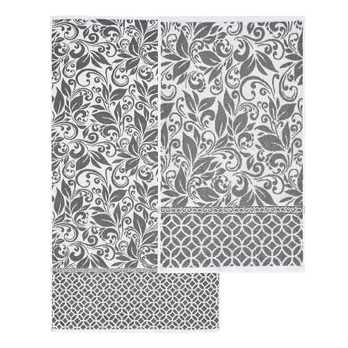 Modern Threads Trefoil Filigree 6-Piece 100% Cotton Towel Set – Reversible Yarn Dyed Jacquard – Includes 2 Bath Towels, 2 Hand Towels, 2 Washcloths – Absorbent, Quick Dry, Soft & Durable – Dark Gray | 6-Piece, Reversible, Yarn Dyed, Jacquard, Hand Towels, Washcloths, 100% Combed Cotton thumbnail 5