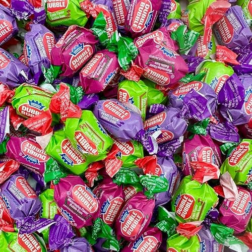 Dubble Bubble Assorted Fruit Flavor Gum - 1 Pound Bulk Bag of 3 Flavor Individually Wrapped Bubble Gum - Grape, Watermelon, Apple - Chewing Bubble Gum Holiday Candy(Approx. 70 Pieces) - Image 1