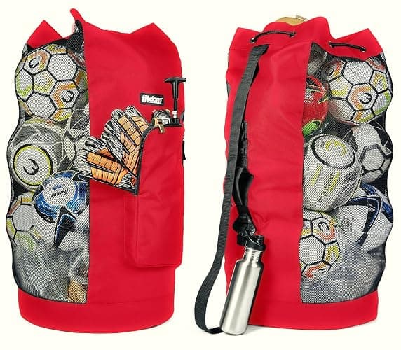 Fitdom Heavy Duty XL Soccer Mesh Equipment Ball Bag w/Adjustable Shoulder Strap Design for Coach. with an Over-Sized Front Pocket for Sporting Accessories. Best for All Outdoor & Water Gears thumbnail 8