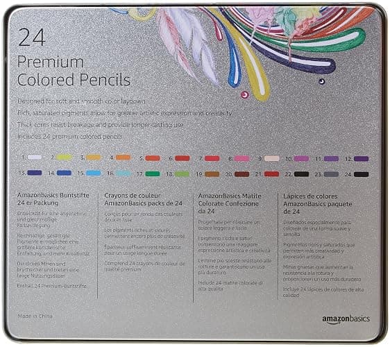 Amazon Basics Colored Pencils for Coloring and Drawing, Premium, Soft Core, Back to School Supplies, 24 Count (Pack of 1), Multicolor thumbnail 7