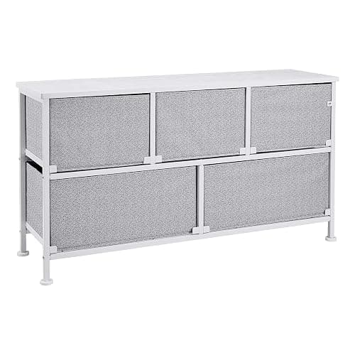 Amazon Basics Extra Wide Fabric 5-Drawer Storage Organizer Unit for Bedroom Closet, White thumbnail 5