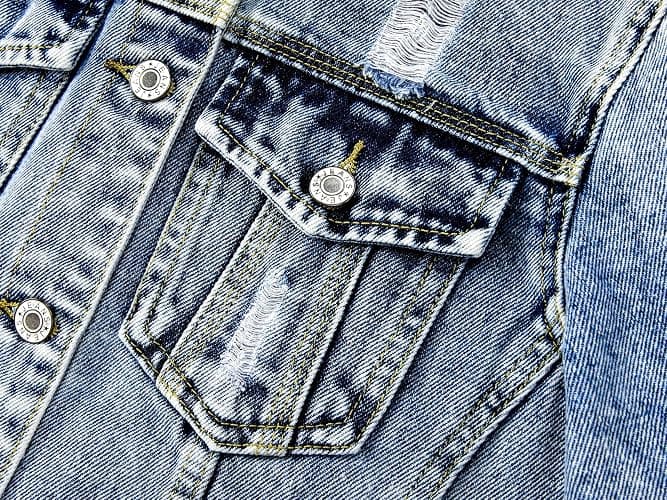 Kedera Womens Denim Jackets Distressed Ripped Long Sleeve Jean Jacket Coats thumbnail 4