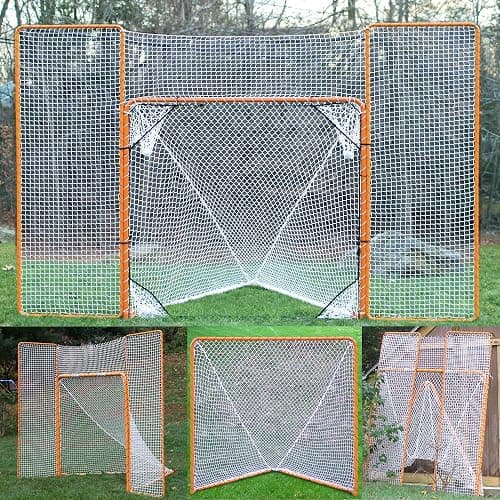 EZGoal Lacrosse Folding Goal with Backstop and Targets, Orange, 6' x 6' - Goal thumbnail 2