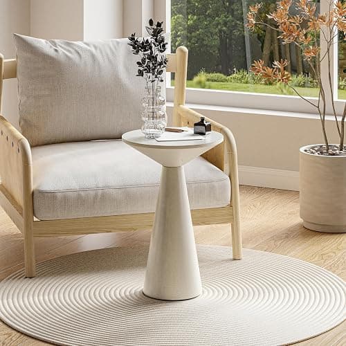 COZAYH Farmhouse Pedestal Small End Table Round Martini Table Wood Plant Stand Rustic Drink Table for Small Space Living Room, Bedroom, White thumbnail 6