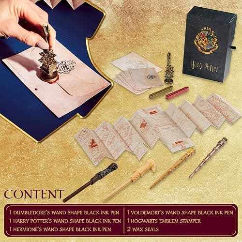 Harry Potter Writing Set Wand Pens Stationery Box for Boys Girls Teens Adults with Envelopes Paper Wax Stick Stamp Marauders Map Gifts for Kids thumbnail 6