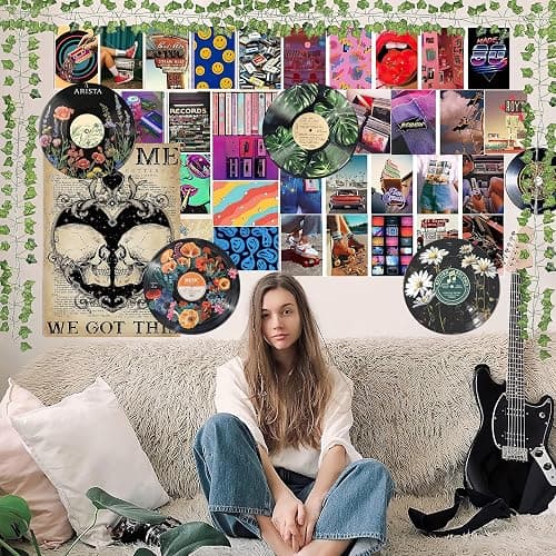 HK Studio Hippie Decor, Posters for Room Aesthetic - Botanical Wall Art, Record Decor, 4pcs 12" thumbnail 8