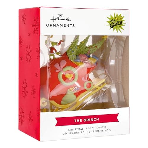 Hallmark Dr. Seuss's How The Grinch Stole Christmas! Grinch on Sleigh Christmas Ornament, Christmas Movie Gifts thumbnail 7