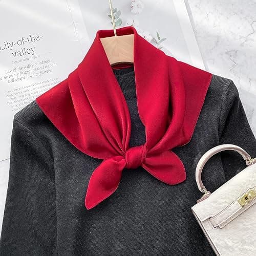 MEISEE Solid Color Mulberry Silk Scarf 26" Square Scarf Neck Scarf Hair Head Breathable Lightweight for Women Gift Packed thumbnail 2
