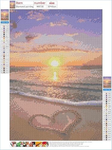 NAIMOER Diamond Painting Kits for Adults, DIY 5D Full Drill Round Diamond Art Beach Sunset Heart Crystal Diamond Art for Home Wall Decor (Diamond Painting 12x16 inch) thumbnail 3