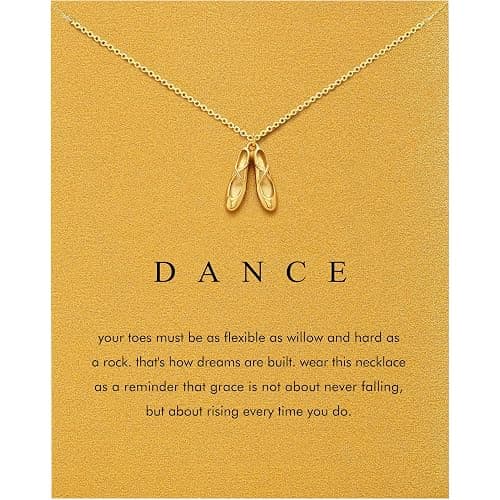 Dainty Golden Necklace for Women Dance Cheer Frog Cowgirl Necklace Gifts | 14K golden plated pendant necklaces for women friend sister daughter. Birthday, christmas, graduation gifts. Ready to give. - Image 1