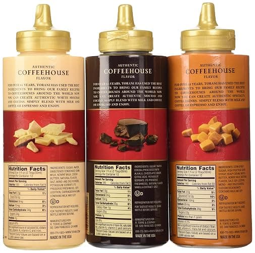 Torani Sauce 3 Pack Chocolate, Caramel, White Chocolate 16.5 Oz with NEW Packaging by Torani thumbnail 2