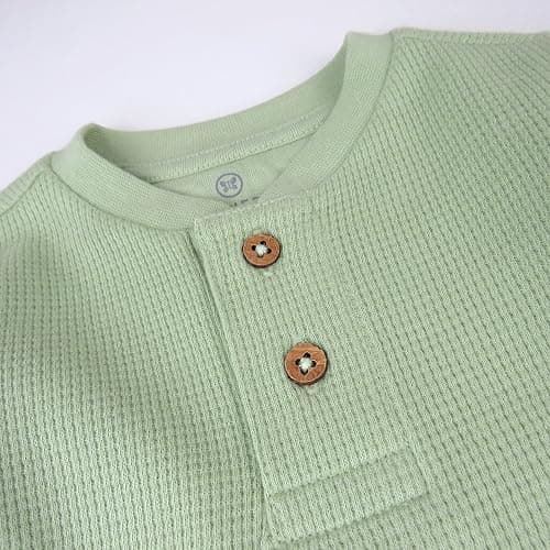 HonestBaby Boys' Baby Toddler & Kid Waffle Henley 100% Organic Long Sleeve Shirts (5-Pack) thumbnail 2