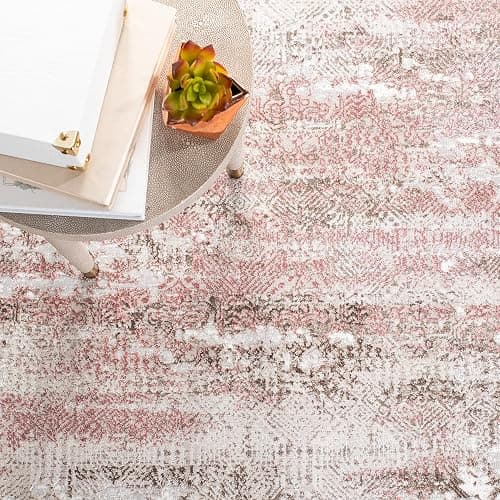 SAFAVIEH Meadow Collection Area Rug - 5'3" x 7'6", Beige & Pink, Modern Abstract Design, Non-Shedding & Easy Care, Ideal for High Traffic Areas in Living Room, Bedroom (MDW585B) thumbnail 8