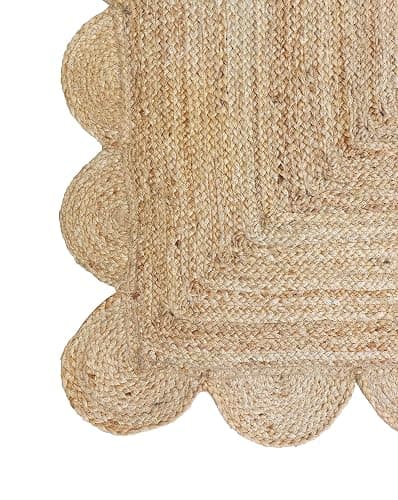 Gautam International Scalloped Natural Jute Area Rug, Natural Color (6'X9') - Natural - 6'x9' thumbnail 4