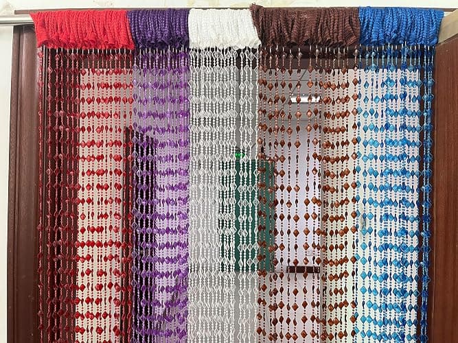 ZiDeTang Acrylic Maple Leaves Diamond Décor Beaded Door Curtain String Doorway Room Divider Window Tassel Blind Screen Panel (39.3"x76.7",Brown) thumbnail 7