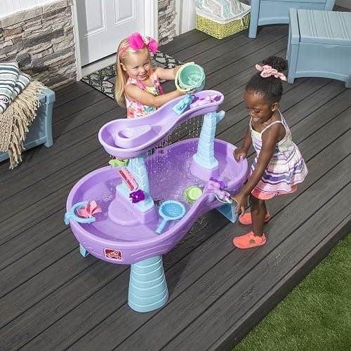 Step2 Rain Showers and Unicorns Water Table, Kids Water and Sand Activity Sensory Playset, Summer Outdoor Toys, 13 Piece Water Toy Accessories, for Toddlers 1.5+ Years Old, Blue & Purple - Rain Showers & Unicorns thumbnail 7