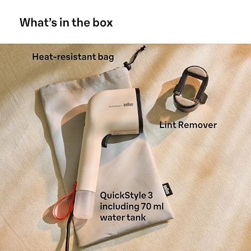 Braun QuickStyle 3 GS3012BG, kompakter und leichter Steamer, Dampfglätter mit schneller Aufheizung, Dampf 20 g/min, abnehmbarer 70 ml Tank, hitzebeständige Tasche, 1100W, Beige thumbnail 9