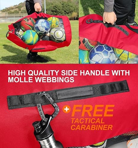 Fitdom Heavy Duty XL Soccer Mesh Equipment Ball Bag w/Adjustable Shoulder Strap Design for Coach. with an Over-Sized Front Pocket for Sporting Accessories. Best for All Outdoor & Water Gears thumbnail 4