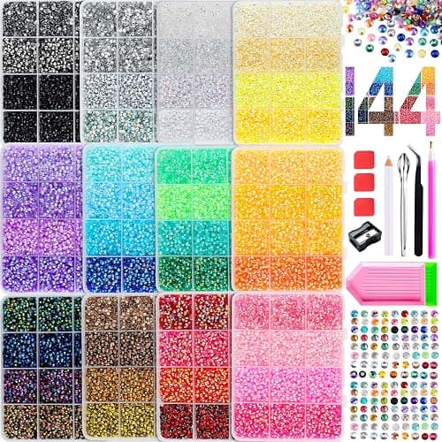 LERBOU 108000Pcs Bedazzling Rhinestone Kit, 12 Colors 3mm Gems | 108,000 3mm Flatback Rhinestones in 12 Colors With Picker Tools for Nail Art, Crafts, Clothing, Shoes & Face Decor - Image 1