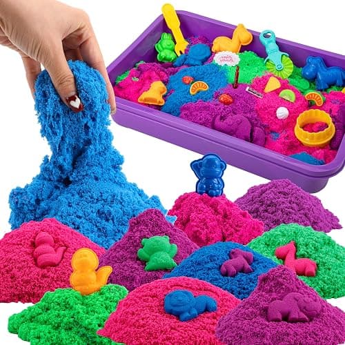 Asoxt Sensory Bin for Boy Girl Kid Toy - 43pcs Play Sand Art Kit with Sandbox, 4lb Color Sand, 17 Molds, Sensory Toy Birthday Gift for Girl Toddler Ages 3-8 - Image 1