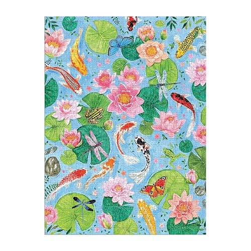 Galison by The Koi Pond – 1000 Piece Puzzle Fun and Challenging Activity with Bright and Bold Artwork of Beautiful Koi Fish Pond for Adults and Families thumbnail 2