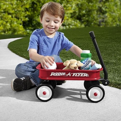 Radio Flyer Mini Classic Red Wagon for Kids, 12.5" Toy Wagon For Kids Aged 1.5+, Play-Size Version of the Classic, Durable Rolling Wheels & Steel Body, Working Handle, For Toys, Crafts & Gift Displays thumbnail 6