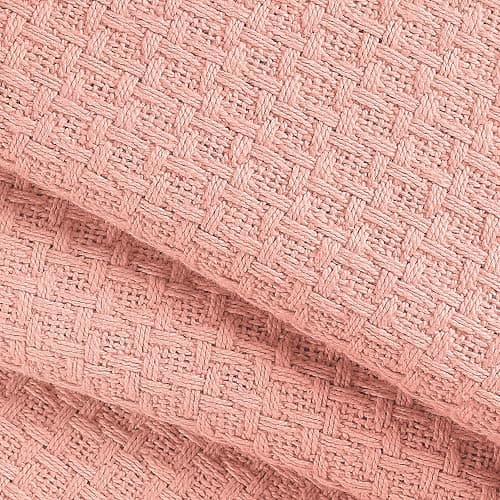 Belizzi Home 100% Cotton Bed Blanket, Breathable Bed Blanket Twin Size, Cotton Thermal Blankets Twin, Perfect for Layering Any Bed for All Season, Peach thumbnail 4