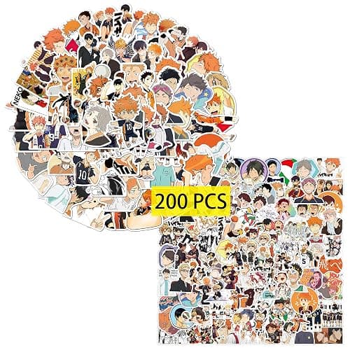 Pounchi Volleyball Anime Stickers (200 Pcs) Cute Cartoon PVC Sticker, Gifts for Laptop Water Bottle Skateboard Party Supplies Decorations Teens Kids - Image 1