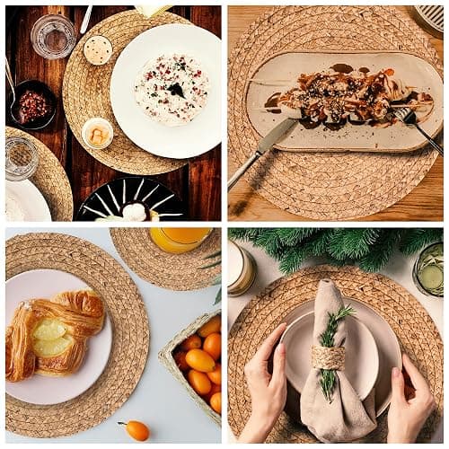 13.5” Woven Placemats, Round Rattan Placemats Set of 6, Natural Wicker Chargers for Dinner Plates, Heat Resistant, Easy to Clean, and Non-Slip – Elegant and Practical Addition to Your Dining Table thumbnail 6