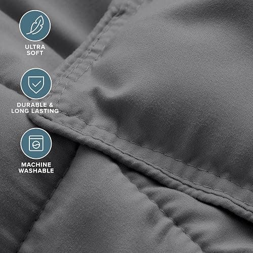 Bare Home Comforter Set - Queen Size - Ultra-Soft - Goose Down Alternative - Premium 1800 Series - All Season Warmth (Queen, Grey) thumbnail 5