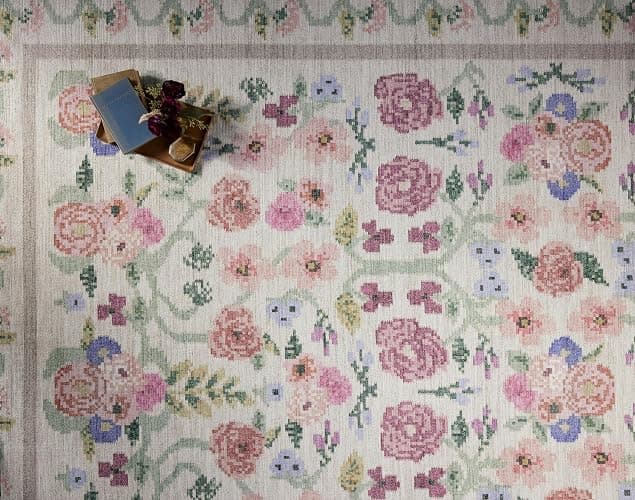 Loloi Rifle Paper Co. Rosa Collection RSA-01 Ivory 5'-0" x 7'-6" Area Rug thumbnail 4