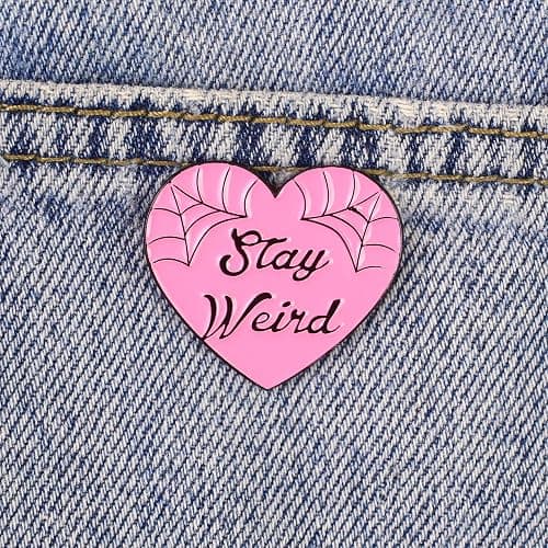 Stay Weird Heart With Spiderweb Pin Brooch, Weird But Cute Enamel Pin, Weirdo Gift For Emo Girl Alt Girl, Spooky Cute Lapel Badge, Pastel Goth Brooches, Witchy Heart Decorative Jewelry Accessories For Backpack Jacket Hat thumbnail 3