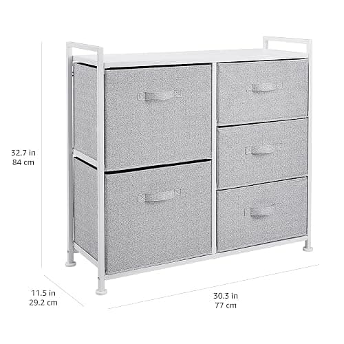 Amazon Basics Closet Organizer Drawers with 5-Fabric Storage Units, White thumbnail 3